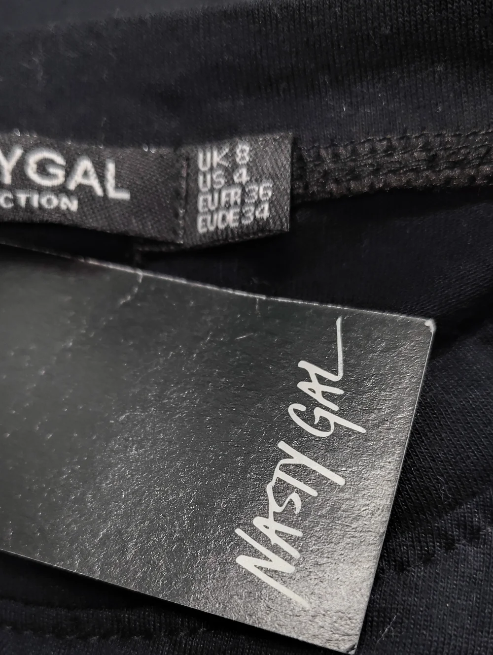 NEW Nasty Gal Black Crew Neck Tee with White Slogan Size 4